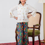 Embroidered Top With Printed Skirt (DGWS-28)