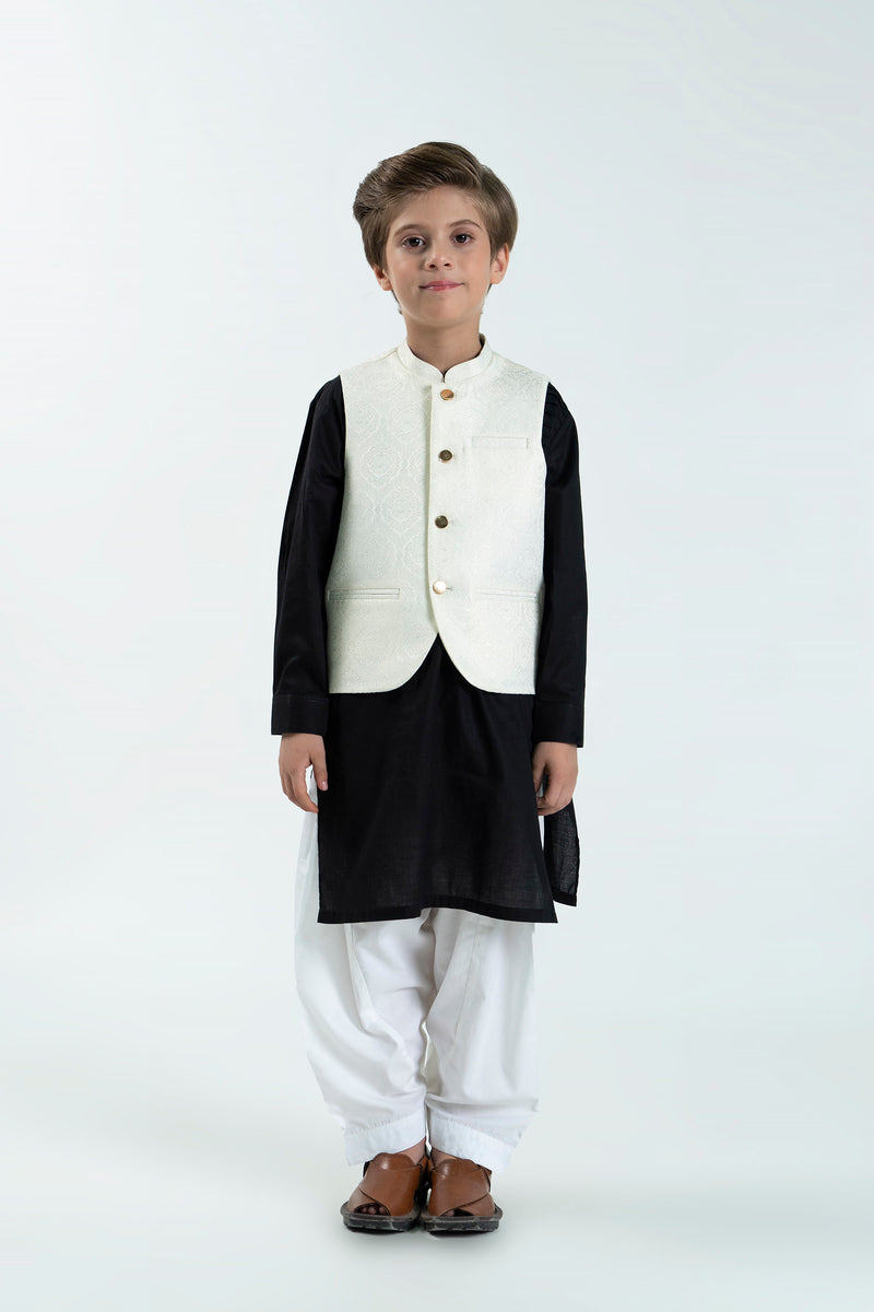 Waistcoat - Soft Karandi | Off White - Best Kids Clothing Brands In Pakistan Online|Minnie Minors