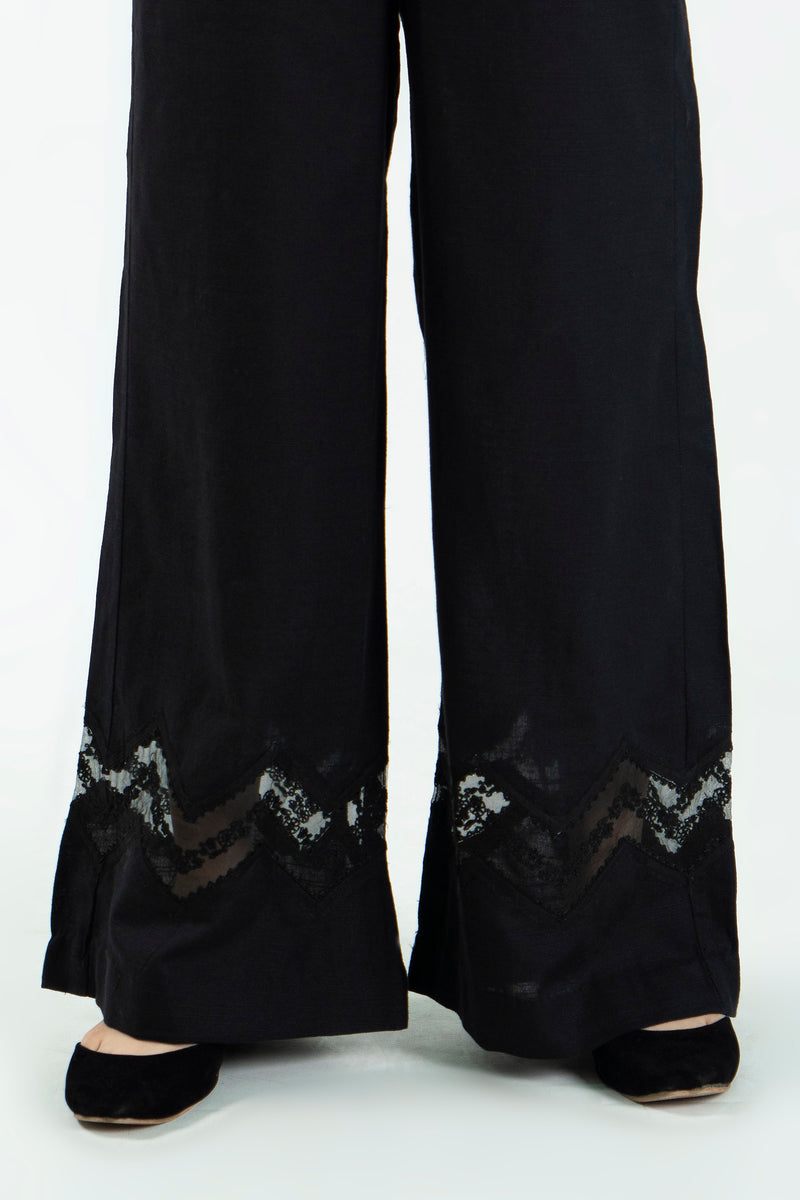 Embroidered Trousers - Soft Slub Khaddar | Black - Best Kids Clothing Brands In Pakistan Online|Minnie Minors