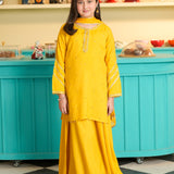 Embroidered Shirt And Bottom Embroidered Sharara With Chiffon Dupatta. (EFW-02)