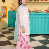Embroidered Shirt With Printed Gharara And Dupatta. (EFW-10)