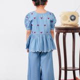 Embroidered Short Shirt With Loose Bottom (FD2-02)