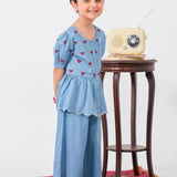 Embroidered Short Shirt With Loose Bottom (FD2-02)