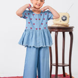 Embroidered Short Shirt With Loose Bottom (FD2-02)