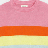 Girls Multi Stripped Crew Neck Drop Shoulder Sweater (GMMS-218)