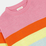 Girls Multi Stripped Crew Neck Drop Shoulder Sweater (GMMS-218)