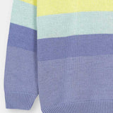 Girls Multi Stripped Crew Neck Drop Shoulder Sweater (GMMS-218)