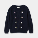 Girls Cabled Crew Neck Sweater With Hand Embroidery (GMMS-221)