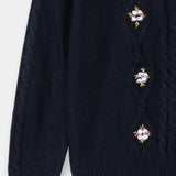 Girls Cabled Crew Neck Sweater With Hand Embroidery (GMMS-221)