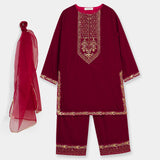 Embellished Velvet Kameez & Lose Trousers With Dupatta (GPW-S1199)