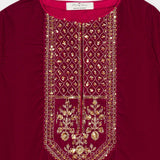 Embellished Velvet Kameez & Lose Trousers With Dupatta (GPW-S1199)