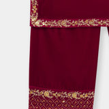 Embellished Velvet Kameez & Lose Trousers With Dupatta (GPW-S1199)