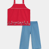 Embroidered Blouse & Capri (ICS-134)