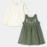 Embroidered Corduroy Frock & T-Shirt (IF-452)