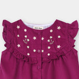Embroidered Corduroy Frock & T-Shirt (IF-453)