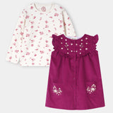 Embroidered Corduroy Frock & T-Shirt (IF-453)