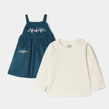 Embroidered Corduroy Frock & T-Shirt (IF-458)