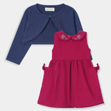 Embroidered Corduroy Frock & Shrug (IF-459)