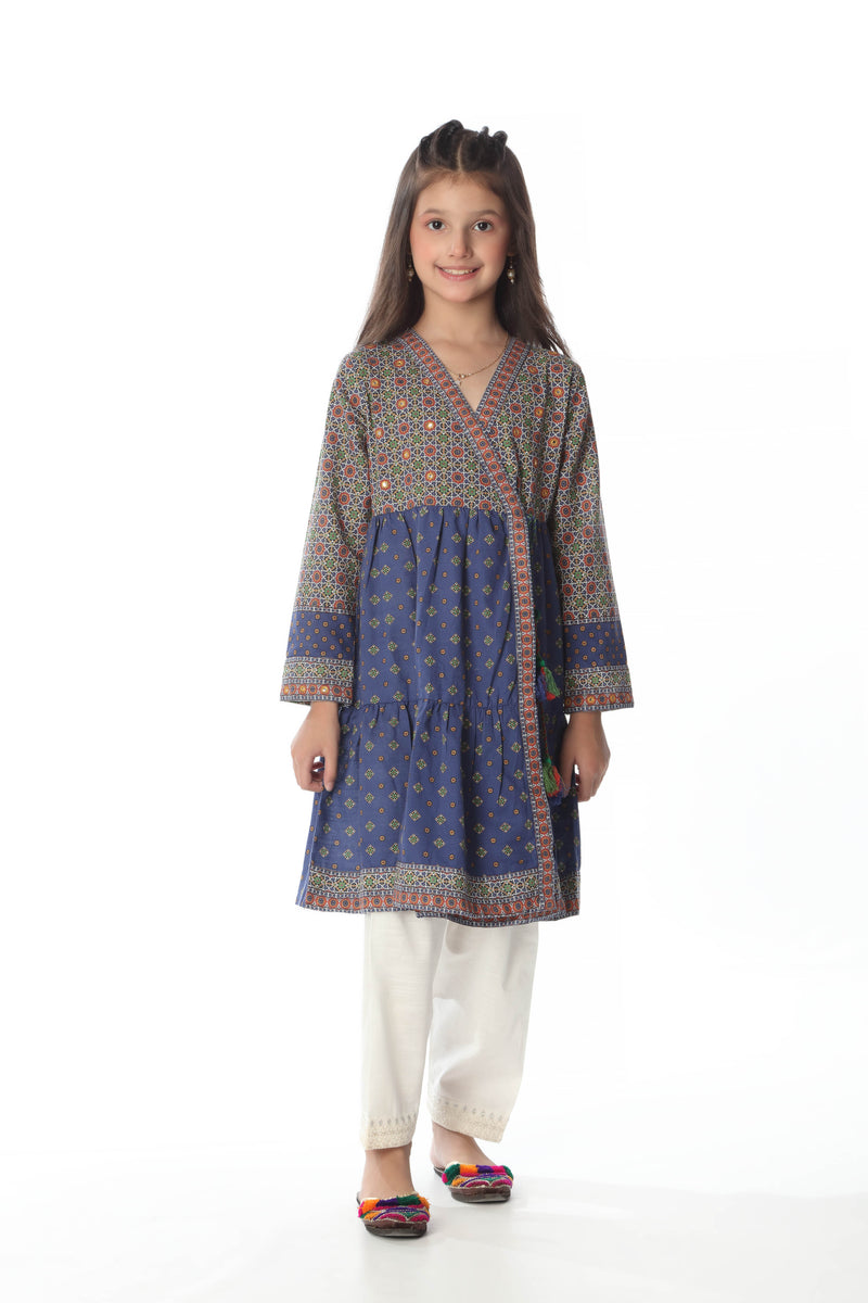 Digital Printed Embellished Tiered Kurti (DGK-365)