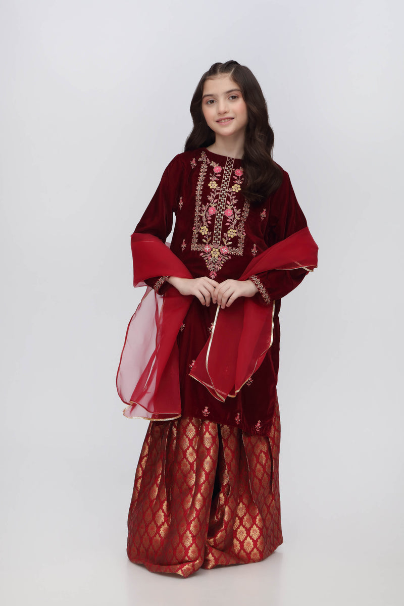 Embellished Kameez, Gharara & Dupatta (GPW-979)