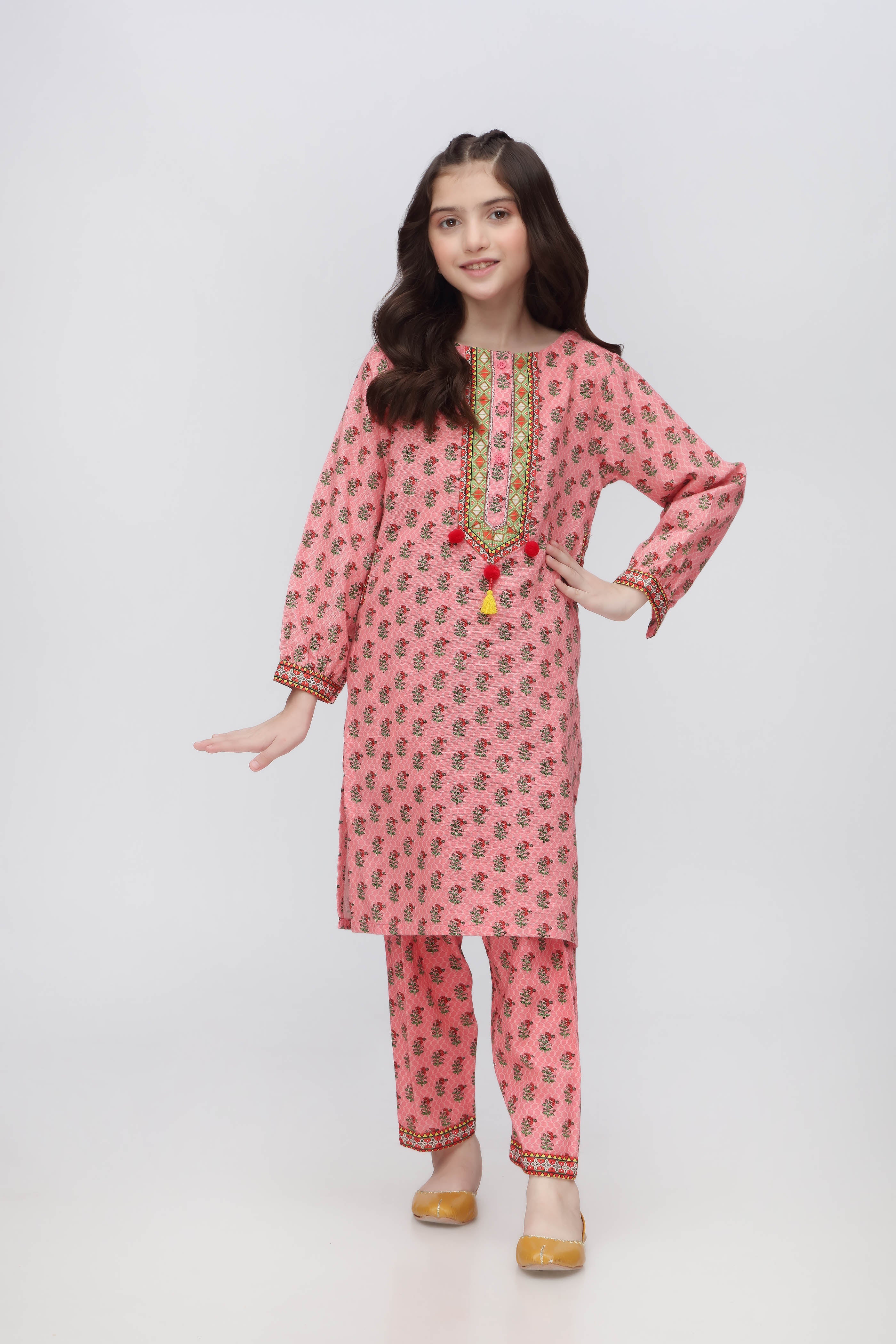 Digital Printed Embellished Kurti with Shalwar (DGKS-105)