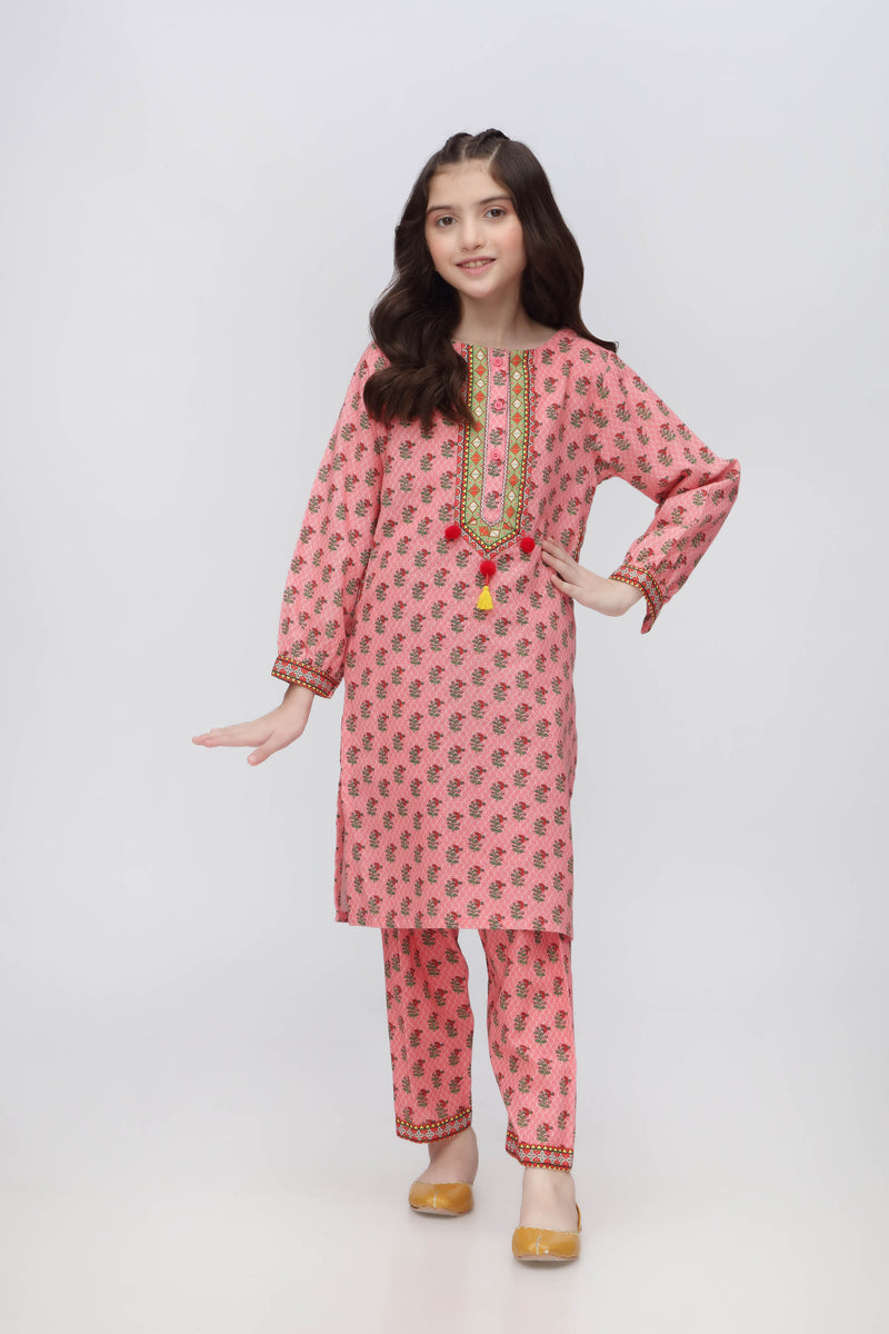 Digital Printed Embellished Kurti with Shalwar (DGKS-105)