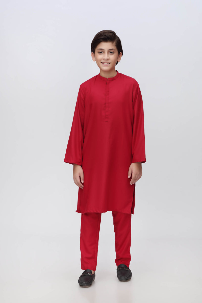 Basic Kurta Set - Soft Suiting | Maroon - Best Kids Clothing Brands In Pakistan Online|Minnie Minors