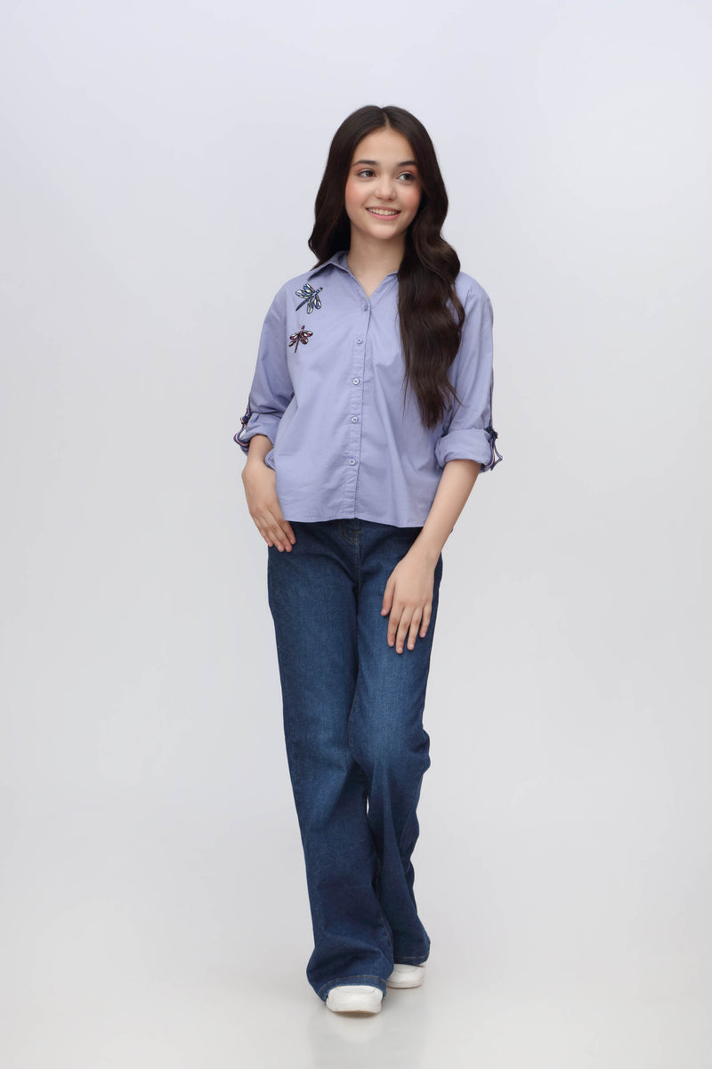 EMBROIDERED BUTTON DOWN COLLAR SHIRT WITH TAPE (SSGTU-894)