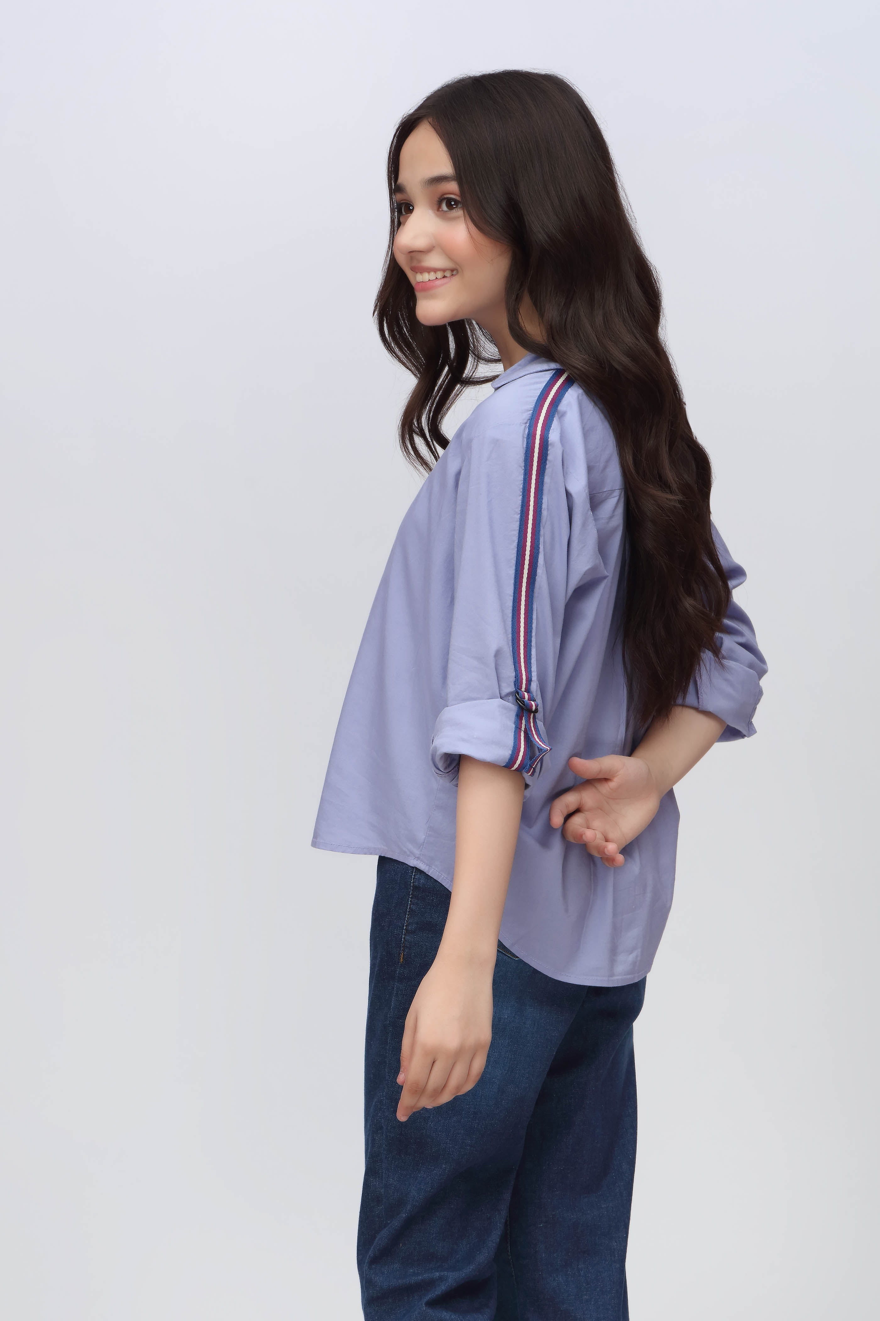 EMBROIDERED BUTTON DOWN COLLAR SHIRT WITH TAPE (SSGTU-894)