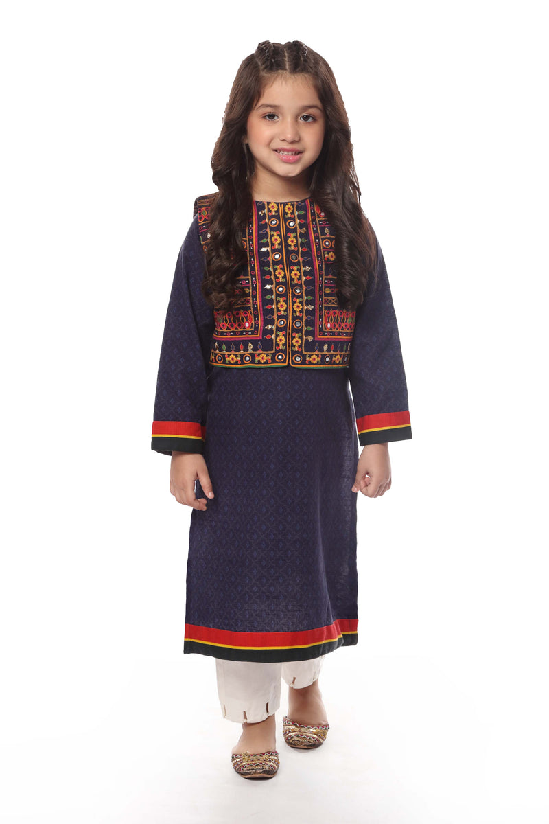 Digital Printed Kurti - Soft Slub Khaddar | Assorted - Best Kids Clothing Brands In Pakistan Online|Minnie Minors