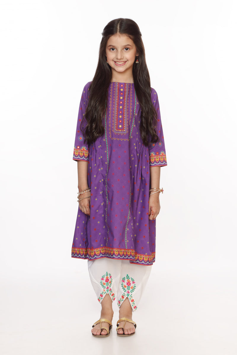 Digital Printed A-line Embellished Kurti (DGK-354)