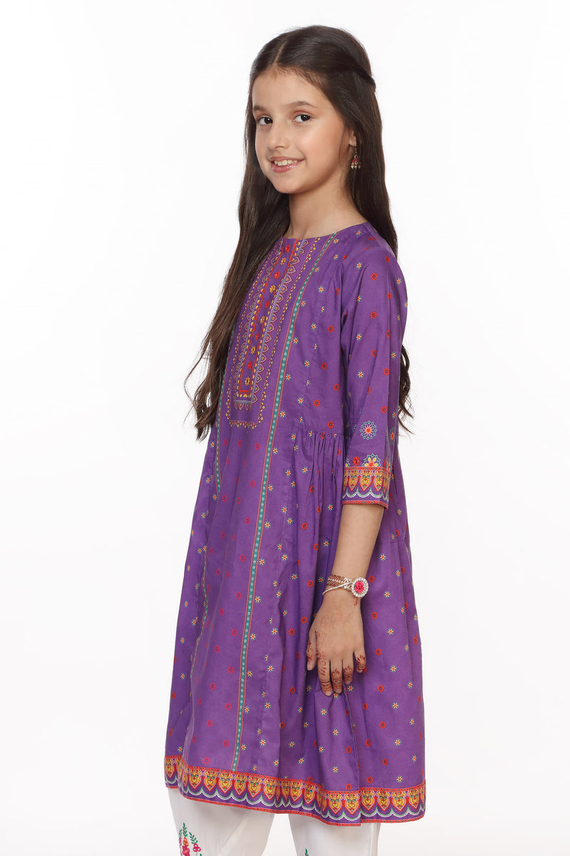 Digital Printed A-line Embellished Kurti (DGK-354)
