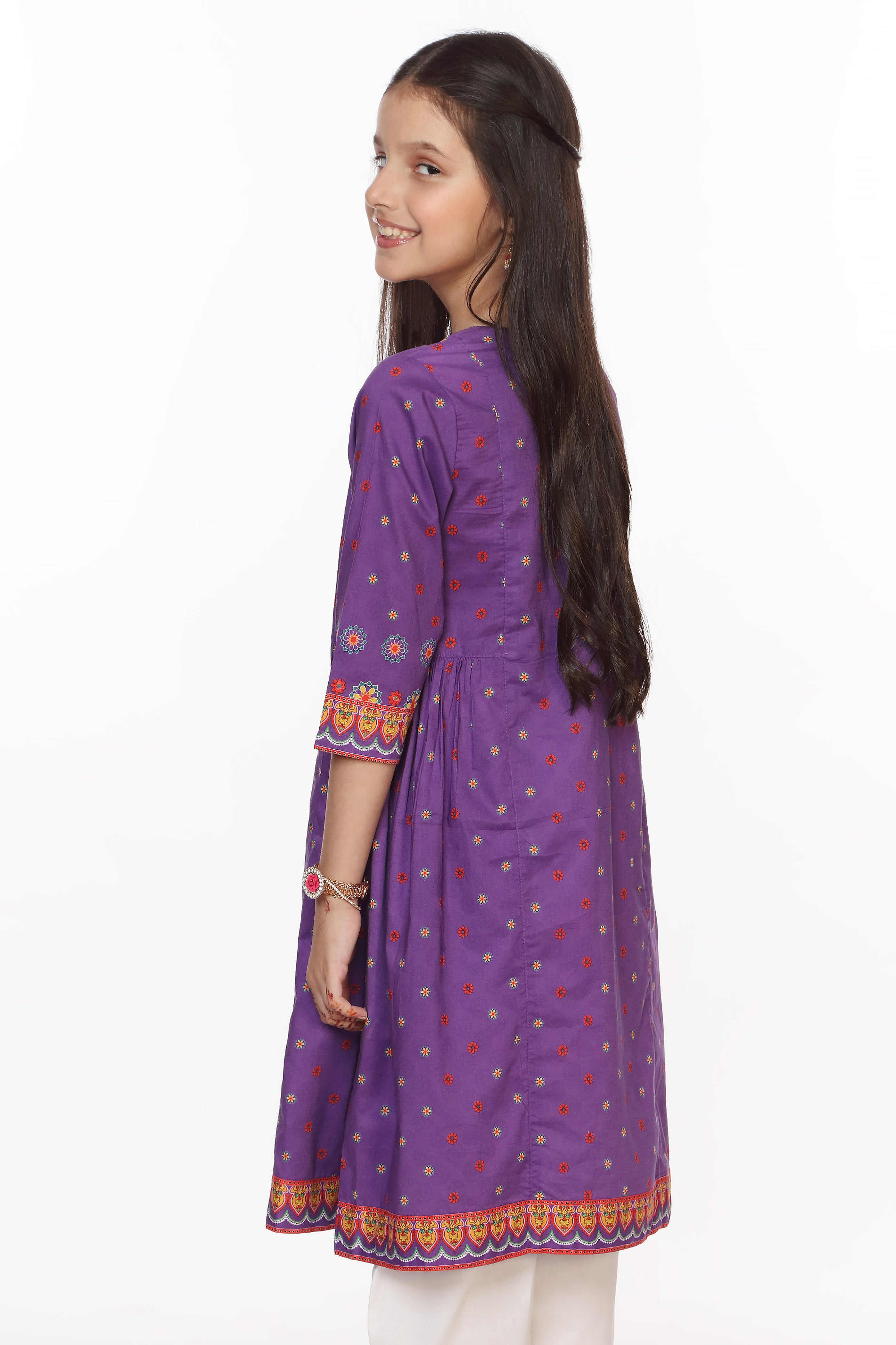 Digital Printed A-line Embellished Kurti (DGK-354)