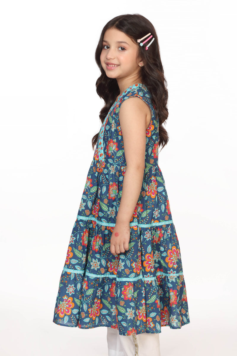 Digital Printed Embellished Flared Kurti (DGK-358)