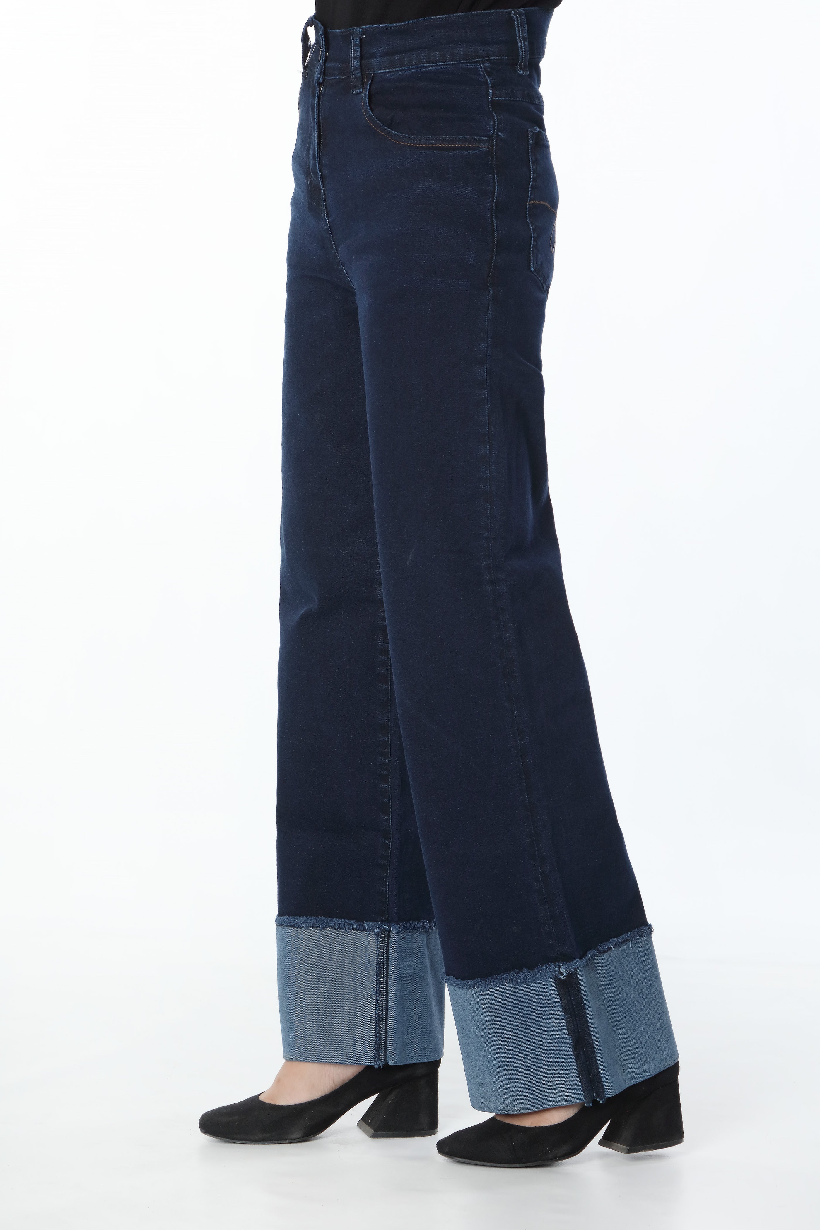 HIGH WAISTED PANTS WITH TURNOVER HEM (SSGD-134)