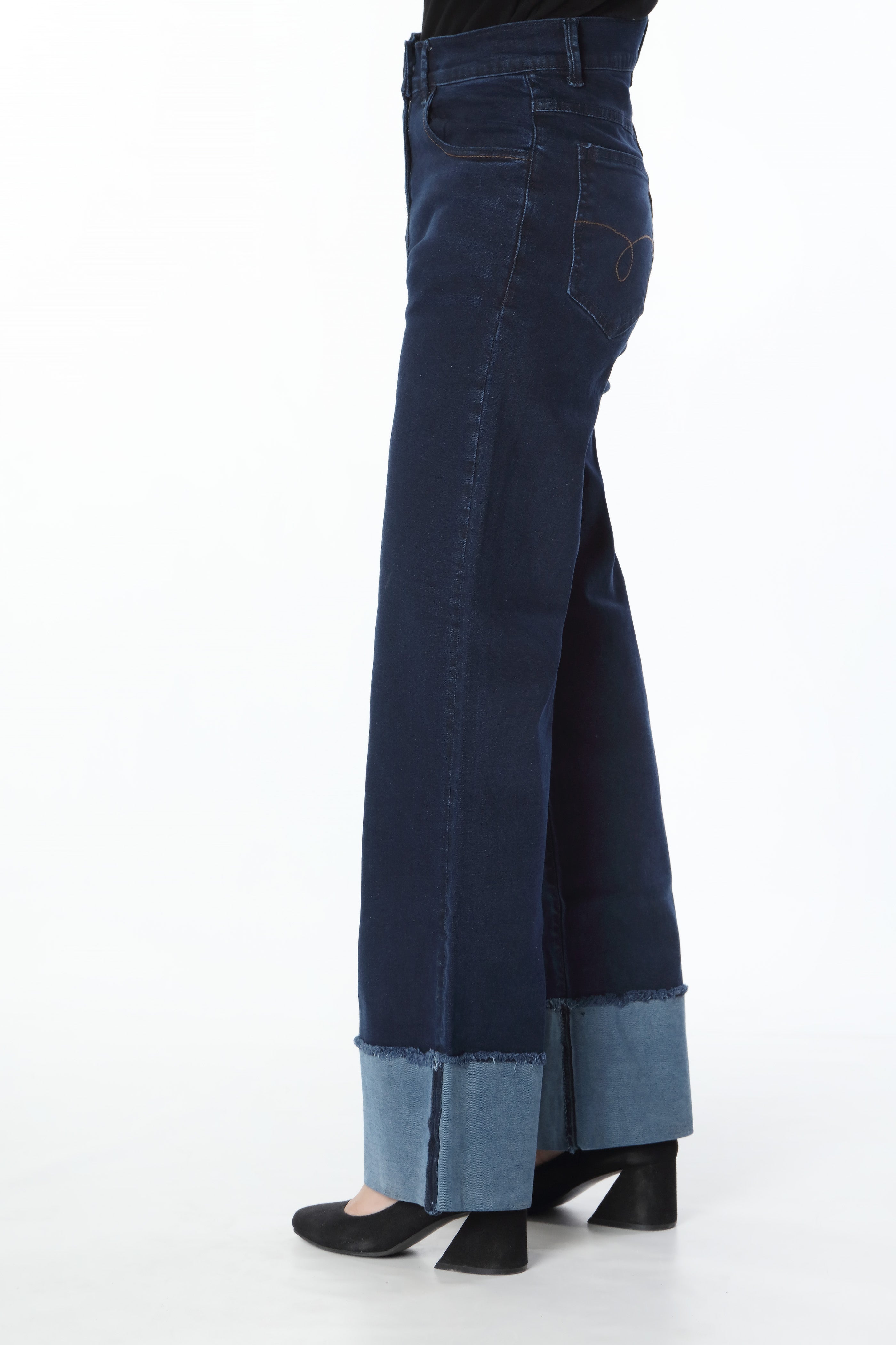HIGH WAISTED PANTS WITH TURNOVER HEM (SSGD-134)