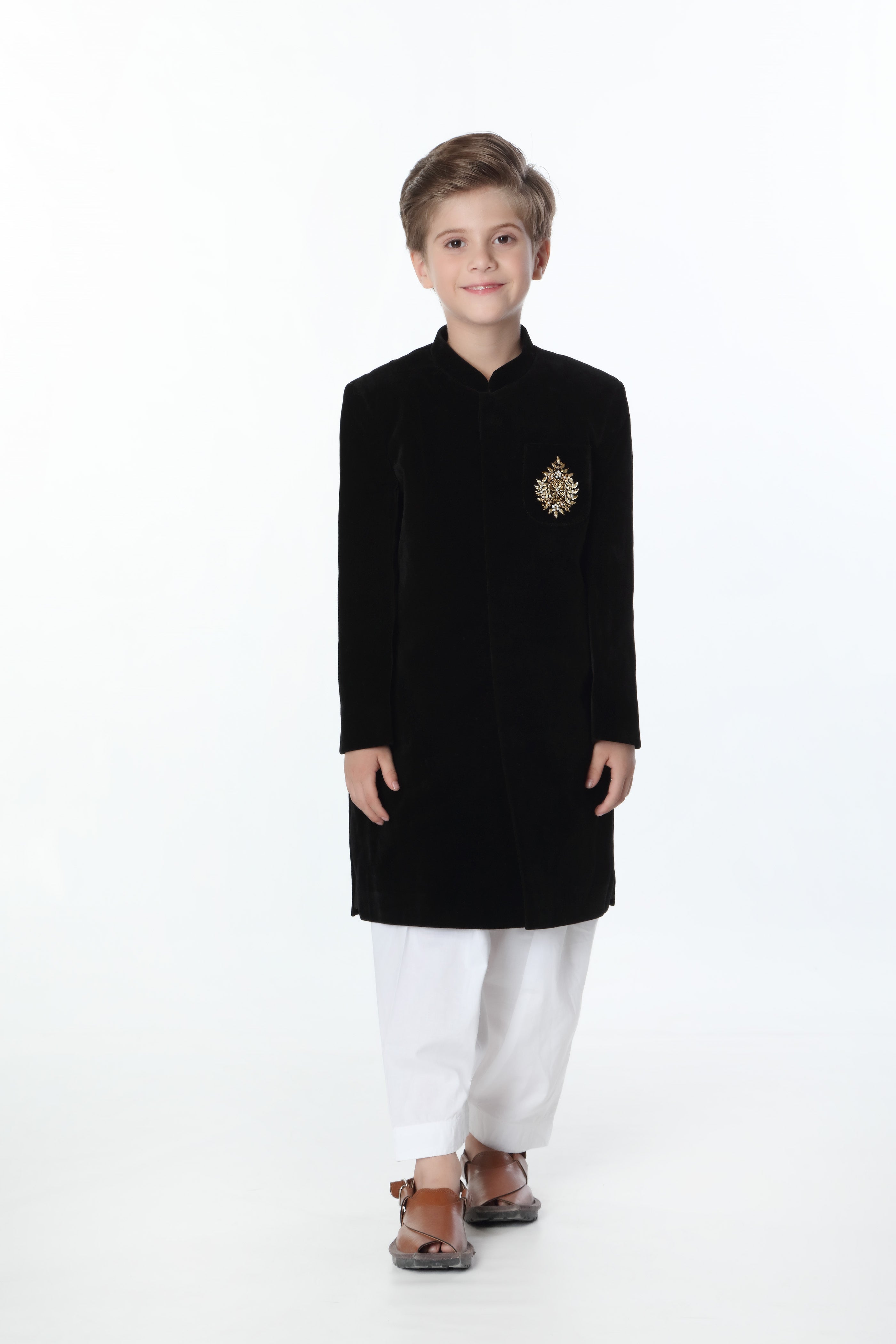 Sherwani - Soft Velvet | Black - Best Kids Clothing Brands In Pakistan Online|Minnie Minors