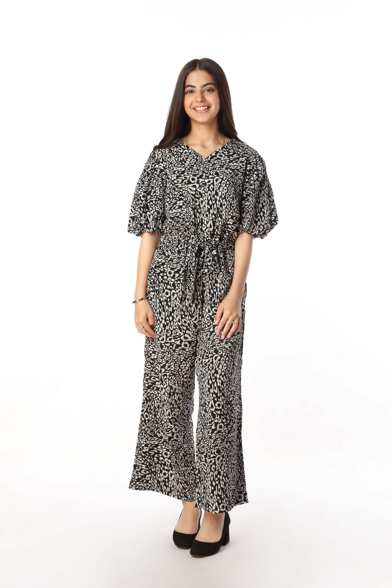 Printed Jumpsuit With Puff Sleeves (SSGJS-40)