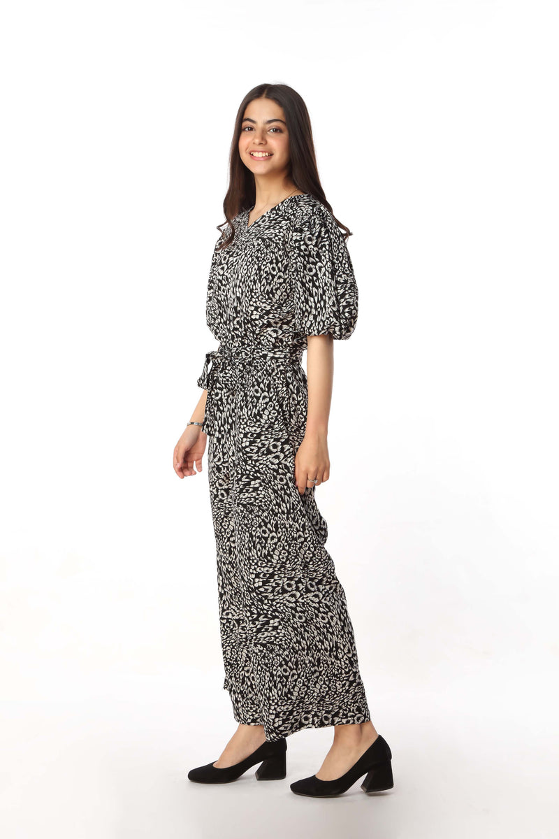 Printed Jumpsuit With Puff Sleeves (SSGJS-40)