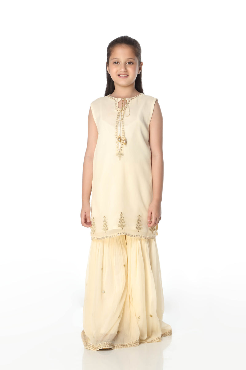 Embellished Kameez With Separate Sleeves & Gharara (GPW-1009)