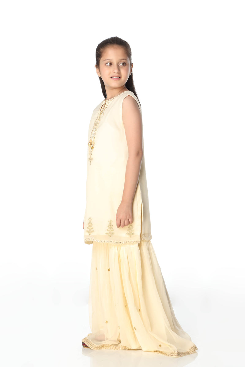 Embellished Kameez With Separate Sleeves & Gharara (GPW-1009)