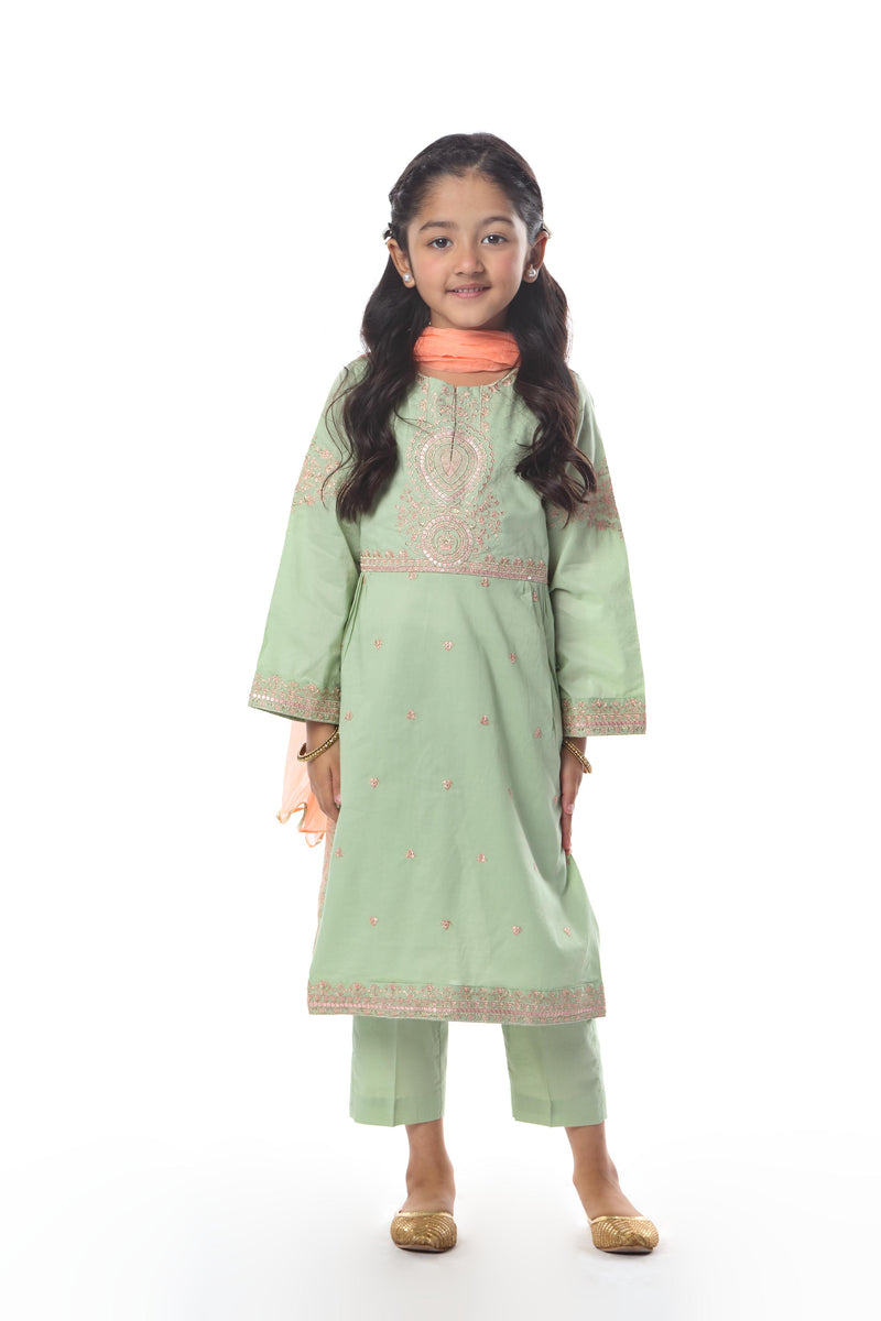 Embroidered Kameez With Trousers and Dupatta (GSK-489)