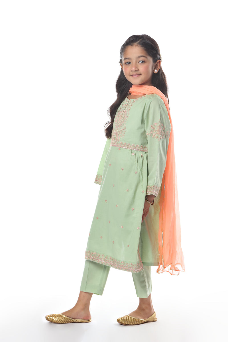 Embroidered Kameez With Trousers and Dupatta (GSK-489)