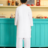 Boys White Kurta Shalwar Set (MSKZBS-10A)