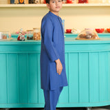 Boys Royal Blue Kurta Shalwar Set (MSKZBS-11A)