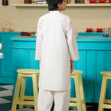 Boys Off-White Kurta Shalwar Set (MSKZBS-15A)