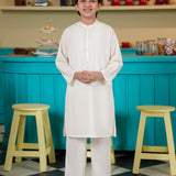 Boys Off-White Kurta Trousers Set (MSKZBS-15)