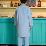 Boys Sky Kurta Trousers Set (MSKZS-11)