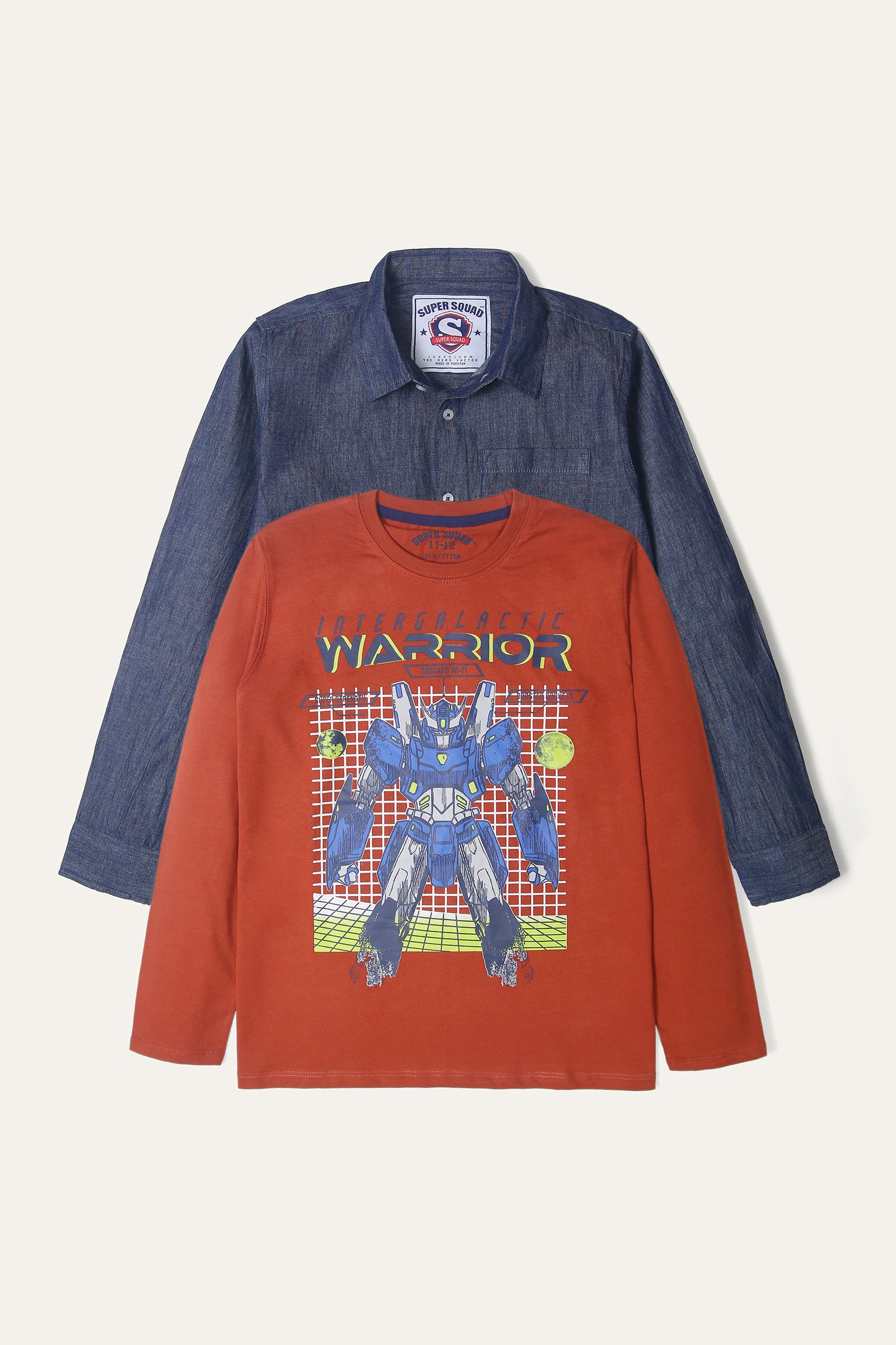 Shirt & T-Shirt Set Pack - Soft Jersey/Woven | Assorted - Best Kids Clothing Brands In Pakistan Online|Minnie Minors