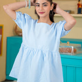 Peplum Top With Bubble Sleeves (SSGTU-957)